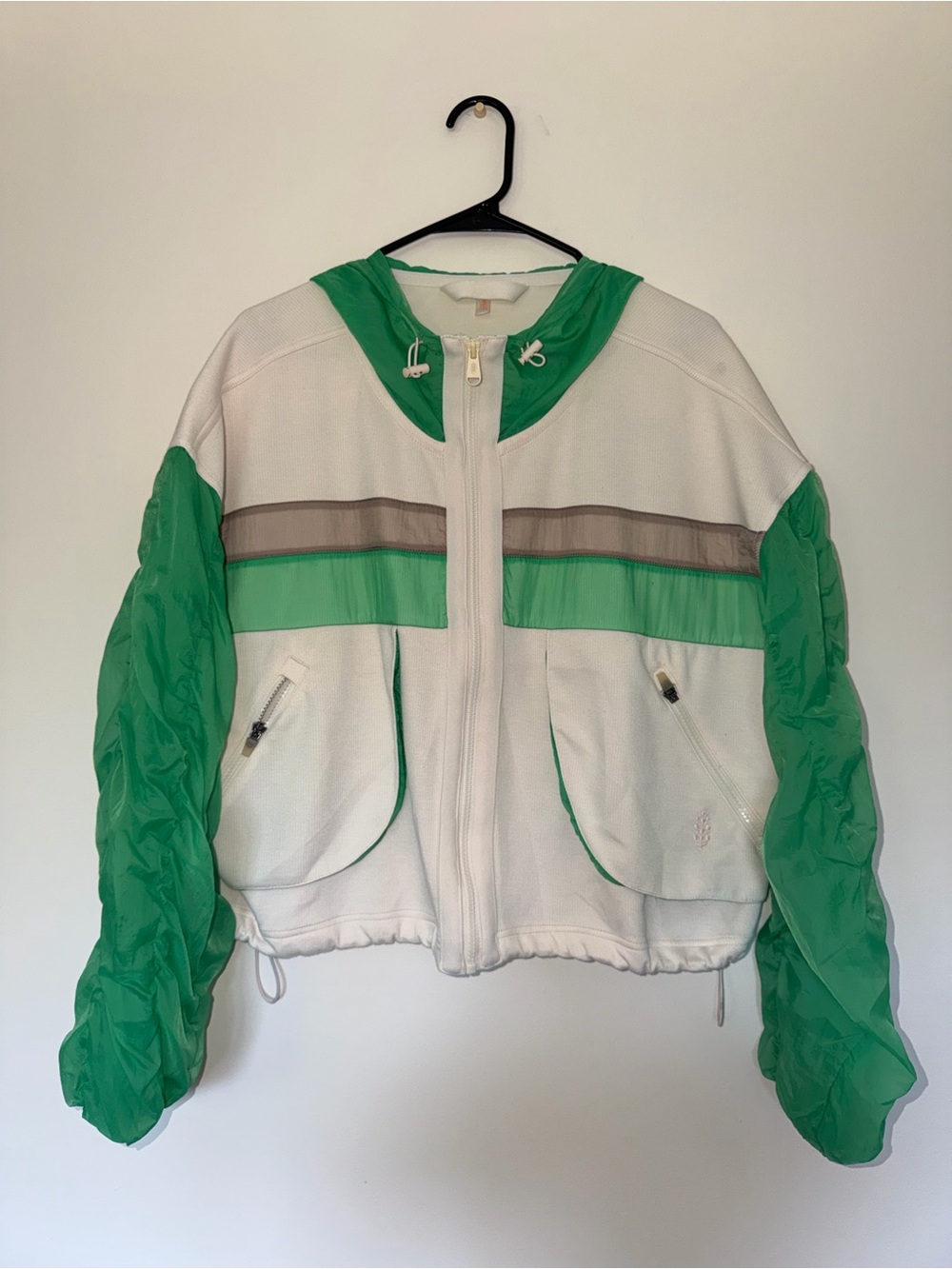 FP Movement by Free People White Jacket with Green Accents